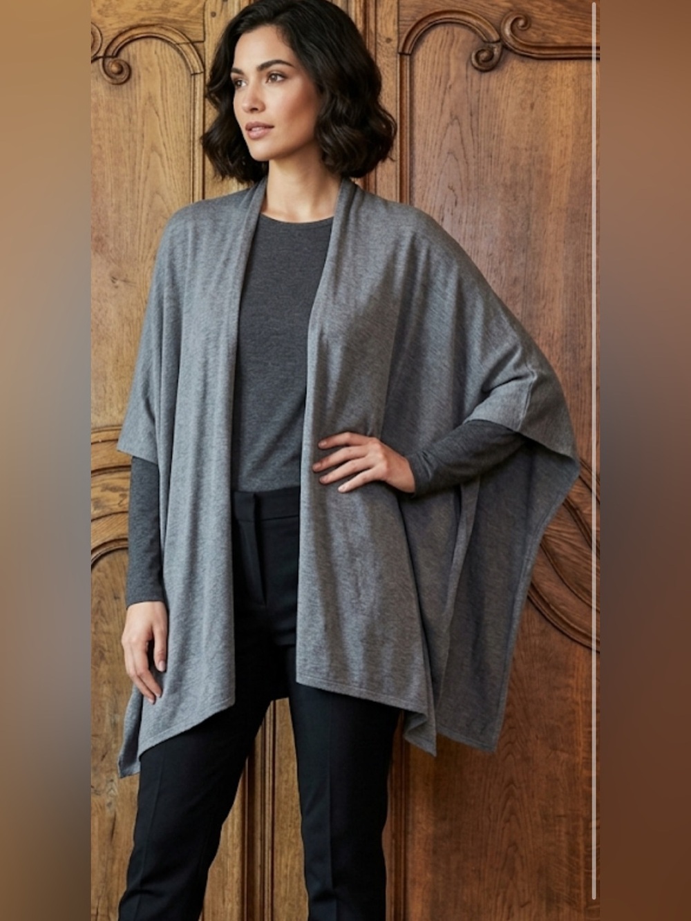 BROOKS BROTHERS 346 Multi-fiber Gray Blue Shawl Wrap One Size